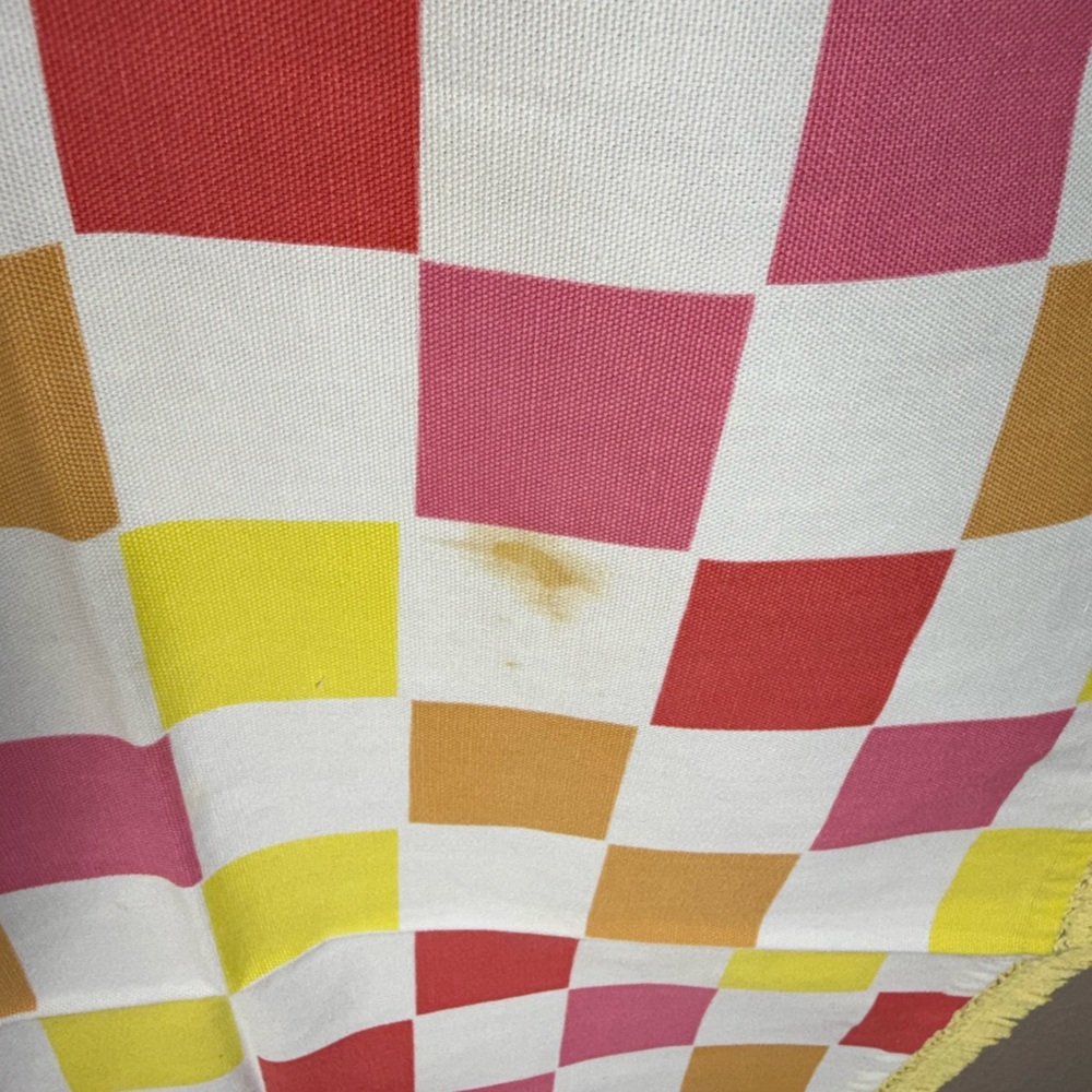Colorful Checkered Round Tablecloth - Picture 2 of 5
